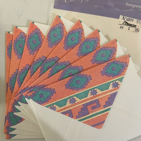 Vintage 90s stationary Aztec floral and cactus design 40 envelopes &  89 sheets - Picture 2 of 14